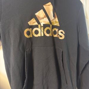Adidas Men's Black Sweater with Camouflage Gold Logo